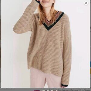 Madewell Tipped Forrest V-Neck Wool Blend Sweater Women's